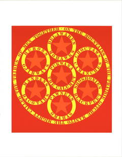 Robert Indiana - The Calumet - 1997 Serigraph 22" x 17": The Calumet by Robert Indiana, 1997 Unsigned Serigraph. Paper size is 22 x 17 inches, with an image size of 15 x 14 inches. The Serigraph is from an edition size of 395 and is not framed. The
