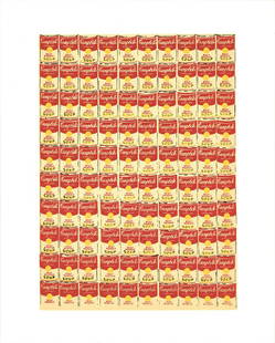 Andy Warhol - 100 Cans - 1991 Serigraph 20" x 16": 100 Cans by Andy Warhol, 1991 Unsigned Serigraph. Paper size is 20 x 16 inches, with an image size of 16 x 11.5 inches. The Serigraph is from an edition size of 250 and is not framed. The condition