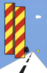 Allan D'Arcangelo - Yield - 1968 Serigraph 30" x 19.25": Yield by Allan D'Arcangelo, 1968 Unsigned Serigraph. Paper size is 30 x 19.25 inches, with an image size of 30 x 19.25 inches. The Serigraph is from an unknown edition size. and is not framed. The