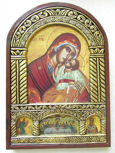 GREEK ORTHODOX ICON on WOOD of HOLY VIRGIN: New, not an antique. Size 5 3/4 x 8" Perfect condition. Reserve: $34.99 Shipping:Domestic: Flat-rate of $25.00 to anywhere within the contiguous U.S.International: Foreign shipping rates are