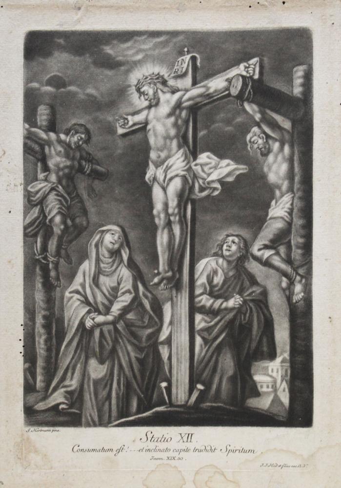Religious Lithography: Title: Religious Lithography Description: 18th Century lithography representing the Passion of Christ, station XII. Dim: 33.5x23.7 cm. Date/Period: 18th Century Materials: Paper Dimensions: 33,5*23,7 