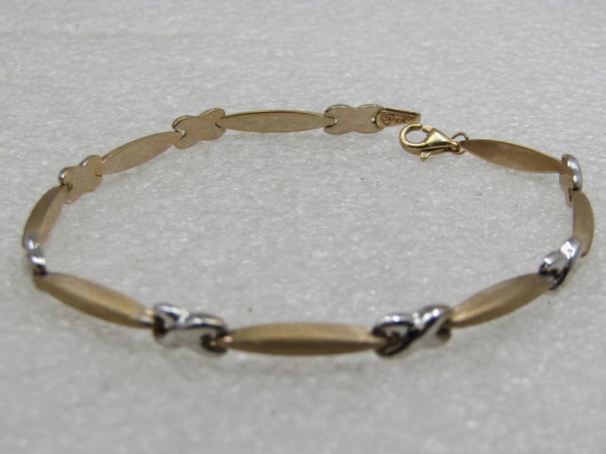 Buy Vintage 10kt TwoTone X Bar Link Bracelet 7.5 Signed OR Jasper52