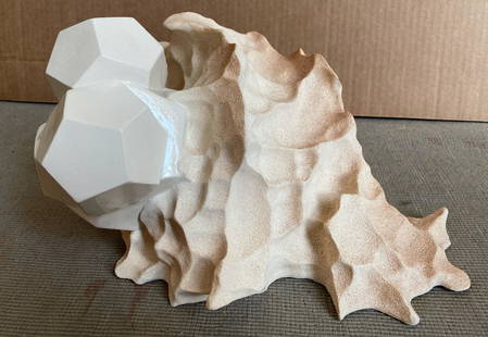 Fractal 2020: Notable New Orleans artist Sarah House's work centers around what she calls "fractals" - occurrences of order in nature, here appearing as crystal forms juxtaposed with a more amorphous, scalloped