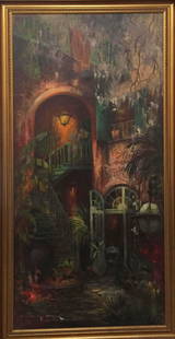 Old Archway, Brulatour Patio, New Orleans by Colette Pope Heldner: Colette Pope Heldner is an iconic New Orleans painter, and Brulatour courtyard is a subject New Orleans painters have gone back to over and over. If you haven't taken a tour of the incredible