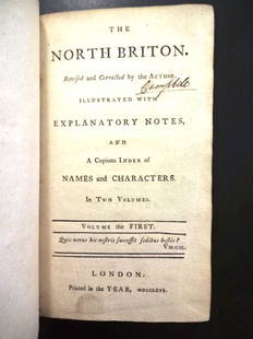 1766 The North Briton John Wilkes: Title: 1766 The North Briton John WilkesDescription: "The North Briton. Revised abd Correcyed by the Author…..", published by John Wilkes, printed at London MDCCLXVI (1766), Volume I only.