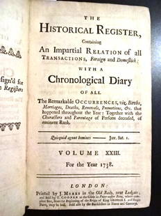 1738 The Historical Register West Indies Stock Jobbing: Title: 1738 The Historical Register West Indies Stock JobbingDescription: "The Historical Register Containing An Impartial Relation of all Transactions Foreign and Domestick with a Chronological
