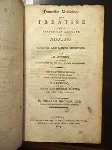 1803 Domestic Medicine Cure Diseases Use Sea Bathing: Title: 1803 Domestic Medicine Cure Diseases Use Sea BathingDescription: "Domestic Medicine: or a Treatise on the Prevention and Cure of Diseases by regimen and Simple Medicines..The Eighteenth