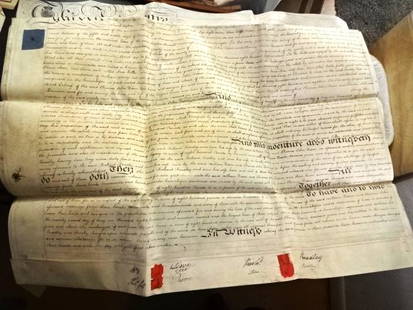 1819 Large English Vellum Indenture Seals: Title: 1819 Large English Vellum Indenture SealsDescription: Large English vellum indenture being a Deed of Partition pertaining to the Dixon family and their estate at Thornton le Moor in