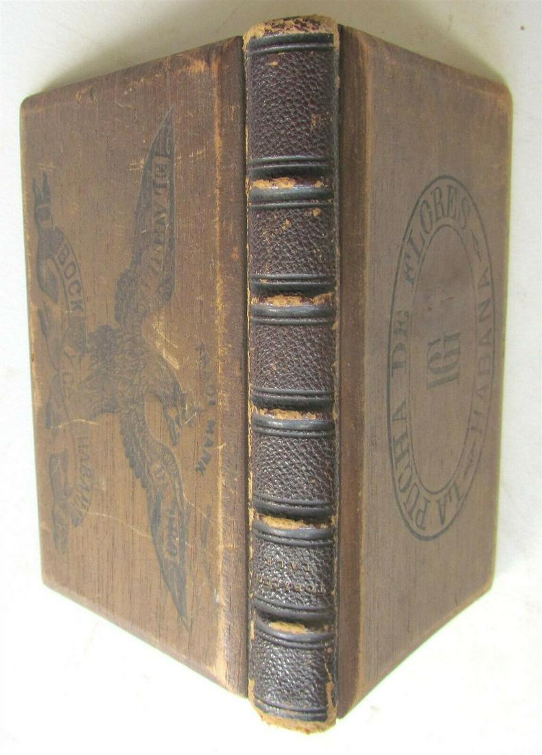1884 TOBACCO TALK & SMOKER'S GOSSIP book WOODEN BINDING CIGAR BOX DESIGN antique