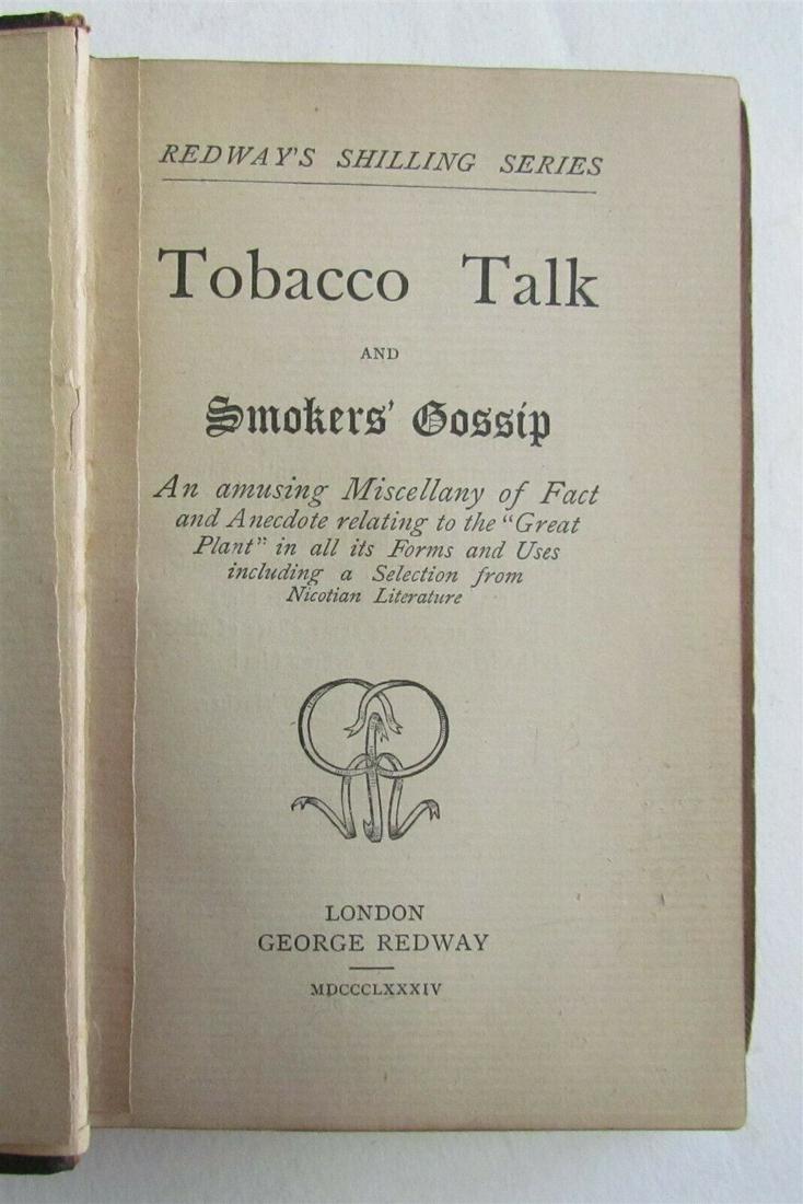 1884 TOBACCO TALK & SMOKER'S GOSSIP book WOODEN BINDING CIGAR BOX DESIGN antique