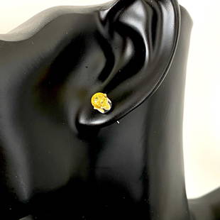 Staggering Amber Earrings: Title: Staggering Amber EarringsMetal Purity: Sterling SilverGemstone: AmberWeight: 1.0 gSize: Size: 6.7 x 6.7 x 15.0 mm Size: 0.264 x 0.264 x 0.591 inches Made of: Whole StoneAdditional