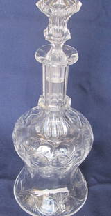 Dorflinger Cut Glass Rock crystal decanter, Antique 526: Title: Dorflinger Cut Glass Rock crystal decanter, Antique 526 Description: Dorfingler cut glass Rock crystal decanter, 11" high with stopper 3.5" in diameter and weighs 3 lbs In very good condition n