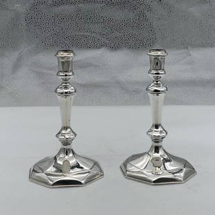 Early 18th Century Antique Queen Anne Britannia Silver Pair Octagonal Candlesticks London 1713: Title: Early 18th Century Antique Queen Anne Britannia Silver Pair Octagonal Candlesticks London 1713 Thomas Merry IDescription: A rare pair of Britannia silver Queen Anne cast octagonal candlesticks