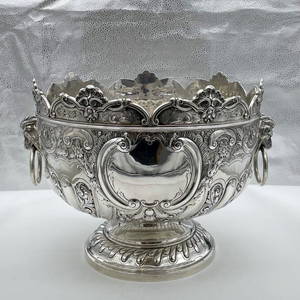 19th Century Antique Victorian Sterling Silver Large Monteith Bowl London 1896 H Burgess & Co