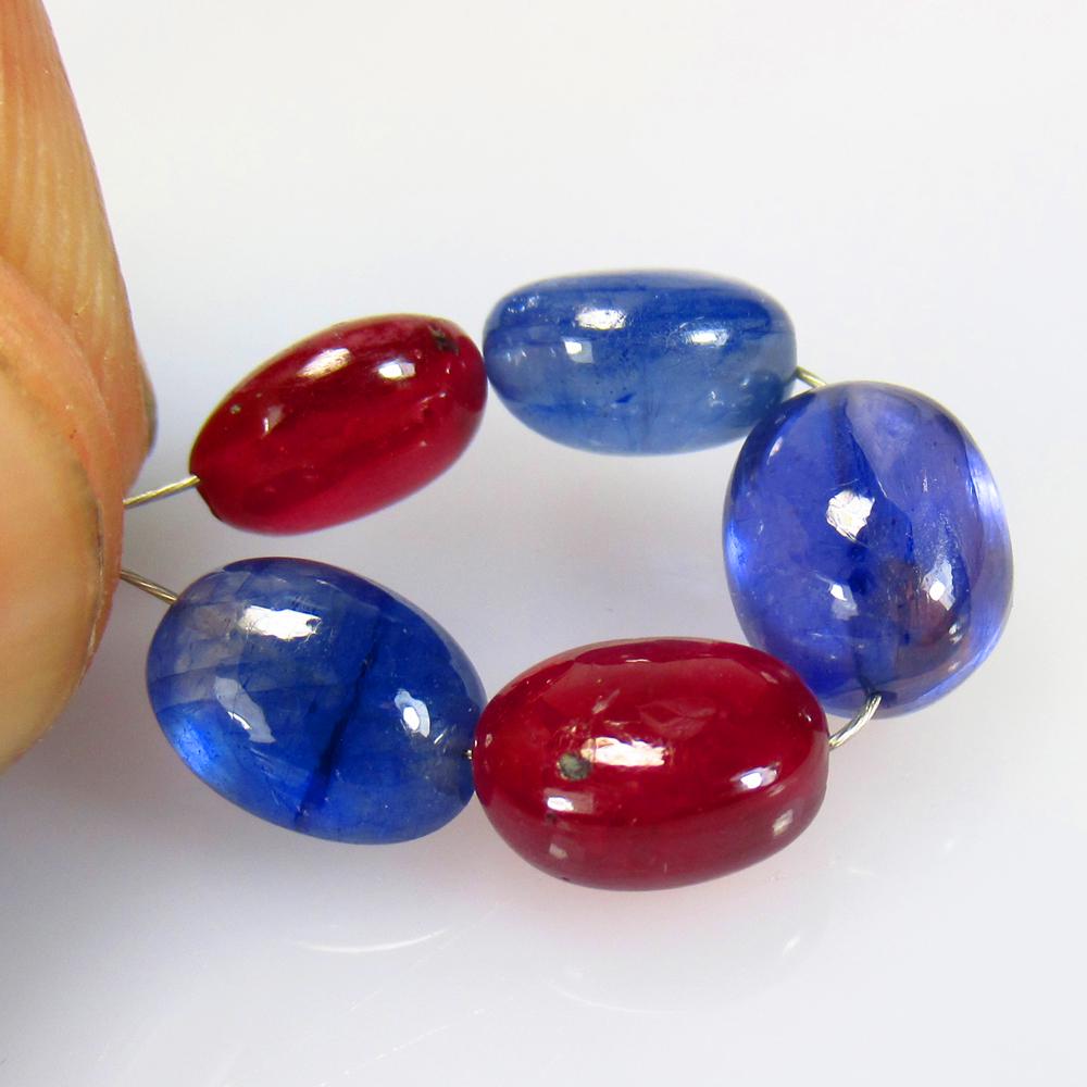 14.65 Ctw Natural 5 Ruby Sapphire Dumble Beads (1 of 2)