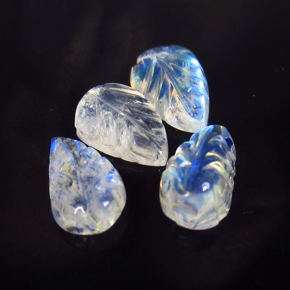 4.66 Ctw Natural 4 Blue Moonstone Carving Set: No Reserve! Title: 4.66 Ctw Natural 4 Blue Moonstone Carving Set Stone Clarity: Translucent Gemstones: Moonstone Carat Weights: 4.66 Size/Dimensions: 8.6x5.2 - 10.0x6.2 mm / 4 Pc's Additional Informat