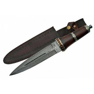 Tracker damascus steel knife brass rose wood: Knife "Brycen" Damascus knives are very durable, look great and keep sharpness perfectly. Damascus steel has high quality contents to give it an excellent edge and sharp cutting ability. The blade ret