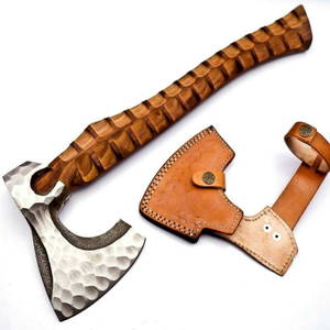 Hatchet viking axe tomahawk spike throwing wood leather