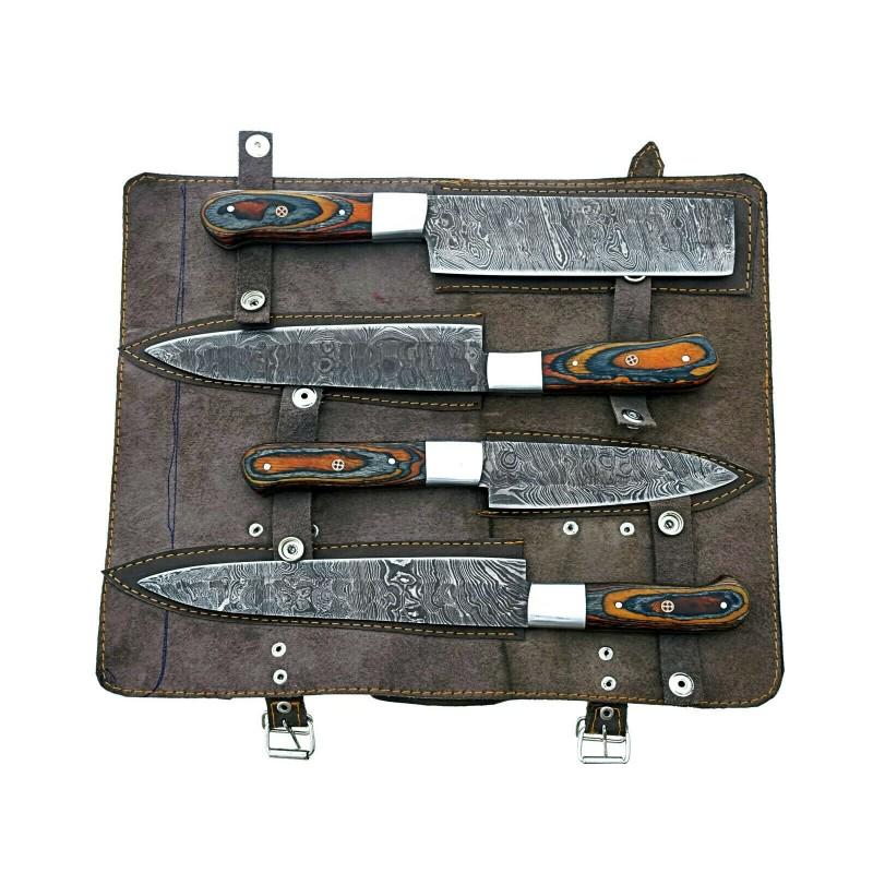 Set 4 kitchen everyday carry damascus steel knife work (1 of 4)