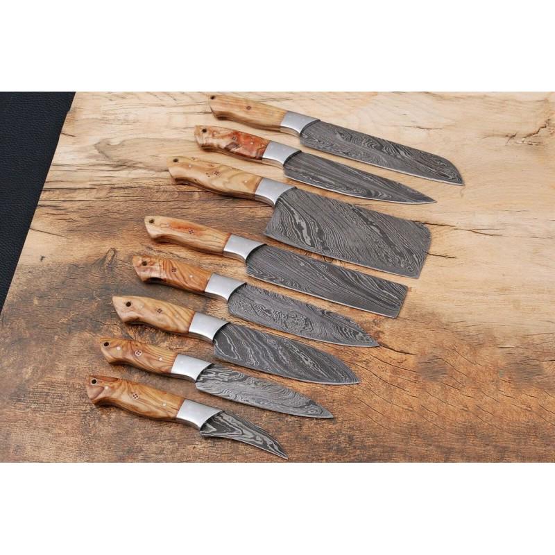 Set 8 everyday carry damascus steel kitchen knife chef (1 of 4)