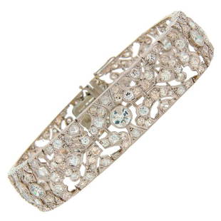 1920s Fontana Art Deco Diamond Platinum Bracelet: Title: 1920s Fontana Art Deco Diamond Platinum BraceletDescription: Elegant and timeless Art Deco bracelet created by Fontana in Paris in the 1920's. Features six major Old European cut diamonds