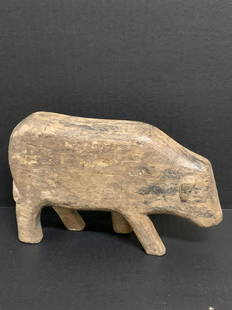 Pig: Title: PigDate/Period: 20th CenturyDimension: 6 inches high x 9 inches wideMaterials: WoodAdditional Information: Carved Paper Mache Mold of Pig Reserve: $40.00 Shipping:Domestic: Flat-rate of