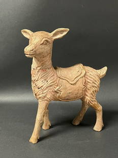 Deer: Title: DeerDate/Period: 20th Century Dimension: 10 inches high x 8.5 inches wideMaterials: WoodAdditional Information: Carved Paper Mache Mold of Deer Reserve: $80.00 Shipping:Domestic: Flat-rate