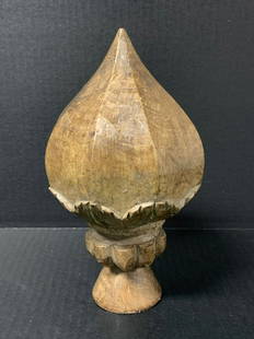 Finial: Title: FinialDate/Period: 20th CenturyDimension: 9.5 inches high x 5.5 inches wideMaterials: WoodAdditional Information: Carved Wood Paper Mache Mold of Finial Reserve: $30.00 Shipping:Domestic: