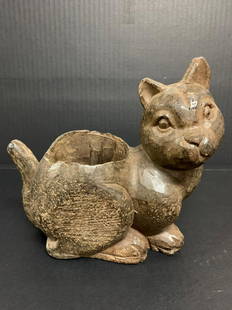 Cat Container: Title: Cat ContainerDate/Period: 20th CenturyDimension: 8 inches high x 8.5 inches wideMaterials: WoodAdditional Information: Carved Wood Paper Mache Mold of Cat Container Reserve: $50.00 