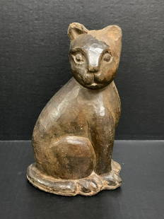 Cat: Title: Cat Date/Period: 20th CenturyDimension: 8.5 inches high x 5.25 inches wideMaterials: WoodAdditional Information: Carved Wood Paper Mache Mold of Cat Reserve: $70.00 Shipping:Domestic: