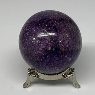 Purple lepidolite sparkly polished sphere reiki ball: MATERIAL: Lepidolite CONDITION: Very good condition (without stand) Size: 2,7 inch (69 mm) Weight: 15 oz (420 g) Lepidolite is considered a unique natural phenomenon. This mineral is difficult to