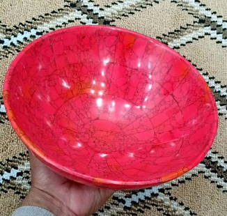 7 inch Hand Crafted Red Color Jade Bowl Ovel Shape: Title: 7 inch Hand Crafted Red Color Jade Bowl Ovel Shape Name: Jade Color: Red Origin: Afghanistan Shape: Bowl Reserve: $110.00 Shipping:Domestic: Flat-rate of $50.00 to anywhere within the