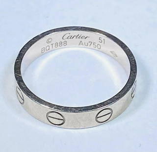 Cartier Ring Love Wedding Band 18k White Gold 3.5mm Band Size EU51 US 5.75 B294: SKU B294 0321 Cartier Love Band The screw motifs, ideal oval shape and undeniable elegance establish the piece as a timeless tribute to passionate romance. Pre-Owned 100% Authentic RATING: C..good,