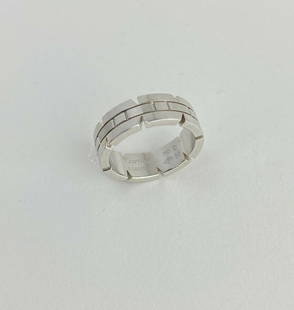 Cartier Ring Tank Francaise 18k White Gold 6mm Band Ring Size EU 50-US 5.25 B229: SKU B229 1020 Pre-Owned 100% Authentic Cartier Tank Francaise ring 50 RATING: B..very good, well maintained, shows minor signs of wear, hairline scratches MATERIAL: 18K white Gold WEIGHT: 8.9 grams