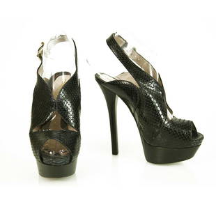 Fendi Black Snakeskin Leather Slingback High Heels Platform Pumps Shoes sz 36.5: Fendi Black Snakeskin Leather Slingback High Heels Platform Pumps Shoes sz 36.5 Stand out from the crowd with these Fendi gorgeous heels. With unique style and elegance they feature black snakeskin