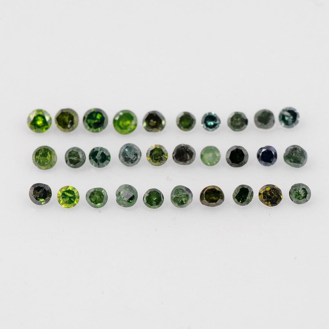 Fancy Green Color 0.39 Carat Round Shape Natural Diamond Loose Gemstone 30 Pieces (1 of 7)