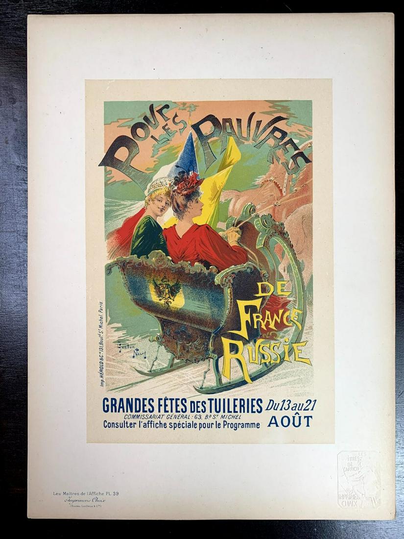 Pour Les Pauvres - Art by Gaston Noury (1896) 11.75" x 15.75" French Chromolithograph Plate #39: Les Maitres de l'Affiche (The Masters of the Poster) is one of the most prestigious and influential art publications in history. Its 256 color plates from the turn of the century were issued as separa