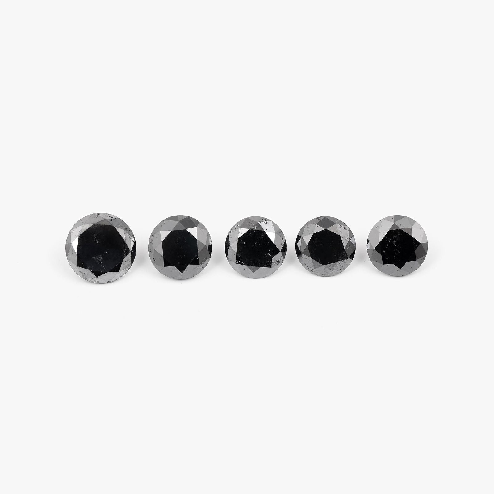 22.71 Carat Black Color Natural Round Diamond Loose Gemstone 5 Pieces (1 of 7)