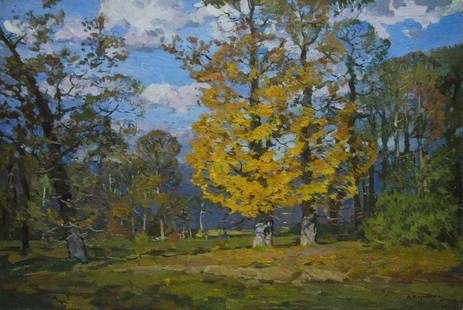 Oil painting A park Khodchenko Lev Pavlovich: №Vernd 12 *** ABOUT THIS PAINTING *** * TITLE: "A park" * ARTISTS: Khodchenko Lev Pavlovich * SIZE: 90x120 cm/'35.43x47.24 inches' * MEDIUM: oil, canvas * HAND PAINTED: Original painting