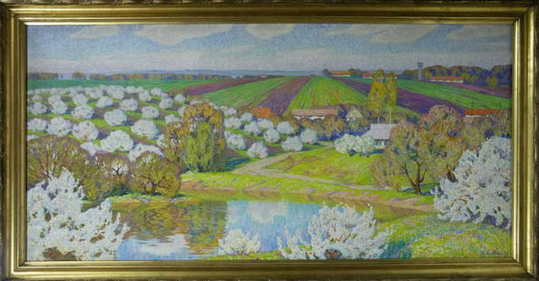 Oil painting Blooms Zlyden Yuri Fedorovich: №Vernd 30 *** ABOUT THIS PAINTING *** * TITLE: "Blooms" * ARTISTS: Zlyden Yuri Fedorovich * SIZE: 100x200 cm/'39.37x78.74 inches' * MEDIUM: oil, canvas * HAND PAINTED: Original painting from
