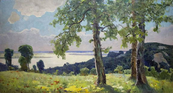 Oil painting Sunny weather Potapenko Andrey Ilyich: №Vernd 40 *** ABOUT THIS PAINTING *** * TITLE: "Sunny weather" * ARTISTS: Potapenko Andrey Ilyich * SIZE: 110x198 cm/'43.30x77.95 inches' * MEDIUM: oil, canvas * HAND PAINTED: Original