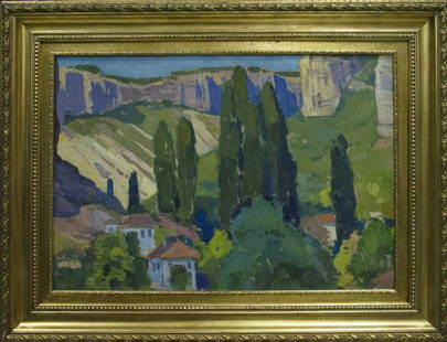 Oil painting Crimean landscape Buryachok Nikolay Ivanovich: №Vernd 57 *** ABOUT THIS PAINTING *** * TITLE: "Crimean landscape" * ARTISTS: Buryachok Nikolay Ivanovich * SIZE: 45x64 cm/'17.71x25.19 inches' * MEDIUM: oil, cardboard * HAND PAINTED: