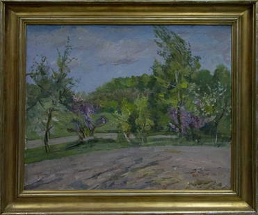Oil painting Garden Matvey Borisovich Kogan-Shatz: №Vernd 70 *** ABOUT THIS PAINTING *** * TITLE: "Garden" * ARTISTS: Matvey Borisovich Kogan-Shatz * SIZE: 65x80 cm/'25.59x31.49 inches', frame size: 85x99 cm/'33.46x38.97 inches' * MEDIUM: