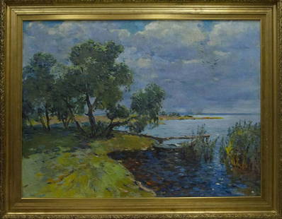 Oil painting Summer landscape Bakaev Sergey Ivanovich: №Vernd 88 *** ABOUT THIS PAINTING *** * TITLE: "Summer landscape" * ARTISTS: Bakaev Sergey Ivanovich * SIZE: 90x120 cm/'35.43x47.24 inches' * MEDIUM: oil, canvas * HAND PAINTED: Original