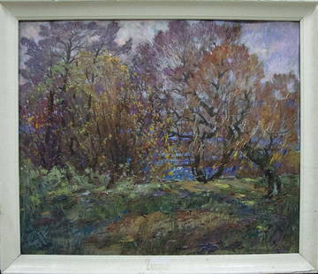 Oil painting Autumn has come Maltsev Nikolay Alexandrovich: â„–Vernd 120 *** ABOUT THIS PAINTING *** * TITLE: "Autumn has come" * ARTISTS: Maltsev Nikolay Alexandrovich * SIZE: 86x104 cm/'33.85x40.94 inches' * MEDIUM: oil, cardboard * HAND PAINTED: Origin