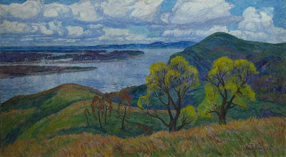 Oil painting Natural landscape Koshevoi Stepan Lvovich: №Vernd 126 *** ABOUT THIS PAINTING *** * TITLE: "Natural landscape" * ARTISTS: Koshevoi Stepan Lvovich * SIZE: 110x200 cm/'43.30x78.74 inches' * MEDIUM: oil, canvas * HAND PAINTED: Original