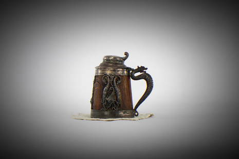 Flemish Oak and Silver Beer Stein / Tankard: Title: Flemish Oak and Silver Beer Stein / TankardDescription: St. Louis Silver Company Flemish Oak and Silver Beer Stein / Tankard. St. Louis Silver Co. was located on 207 then 118, Chestnut Street,