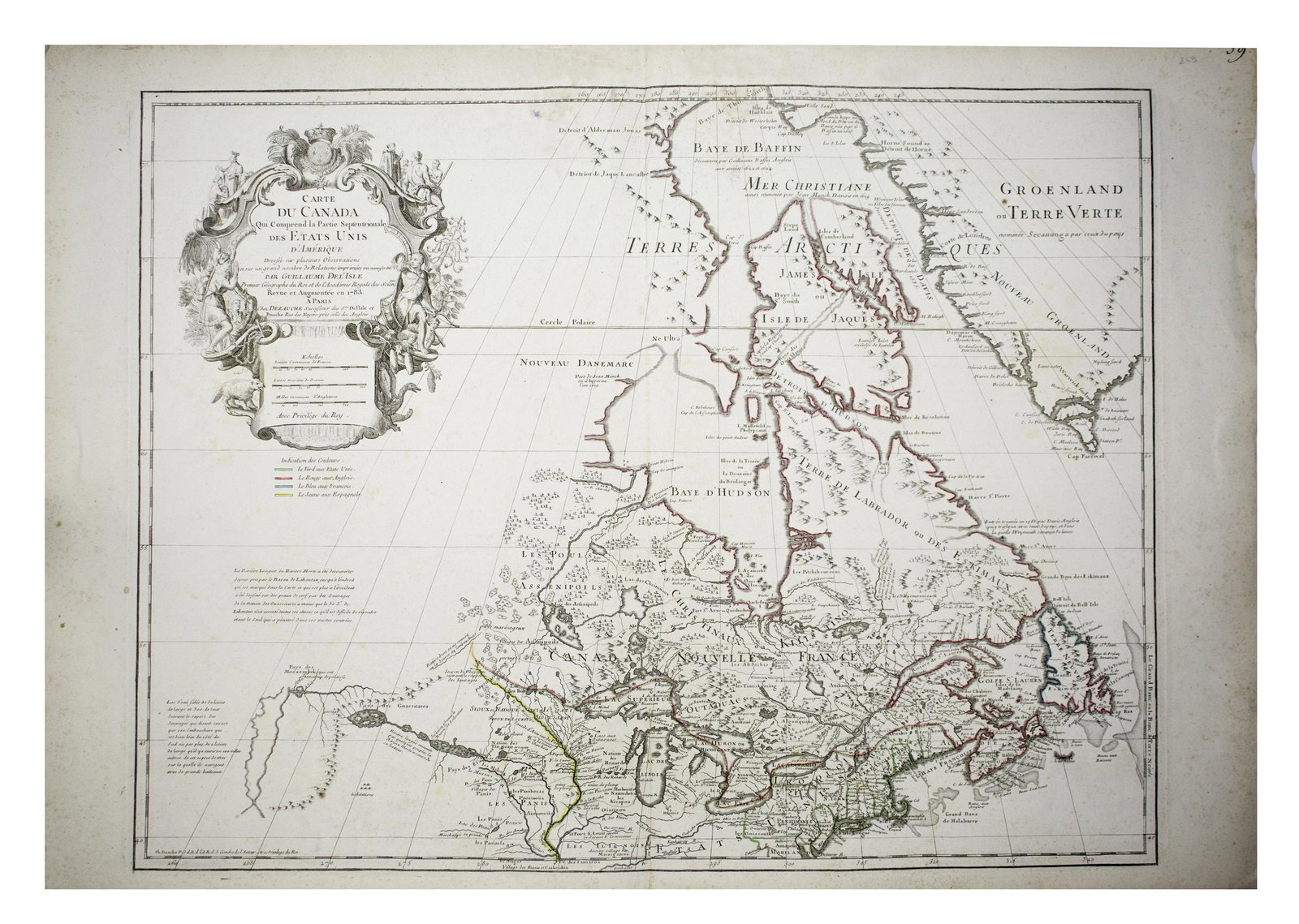 Large Antique French 1783 De L'Isle Map of the United States and Canada (1 of 6)