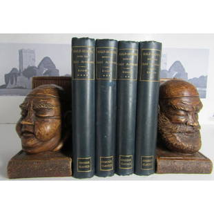 Half-Hours with The Best Authors: FOUR VOLUMES. Including biographical and critical notices, by Charles Knight. Illustrations my William Harvey. Publishers navy cloth with gilt title to spines. Gilt top page-blocks. decorative