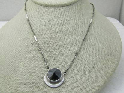 Vintage Hematite Modern Necklace by Sarah Coventry, 16.5" Silver Tone: Vintage Hematite Modern Necklace by Sarah Coventry, 16.5" Silver Tone Reserve: $30.00 Shipping:Domestic: Flat-rate of $5.00 to anywhere within the contiguous U.S.International: Foreign shipping